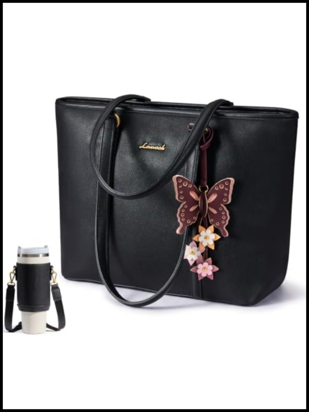 Vegan Leather Tote Bag for Women with Detachable Crossbody Strap